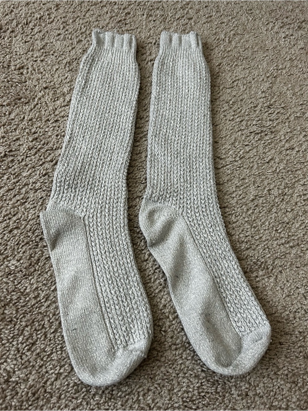 Women's Cream Knit Crew Socks